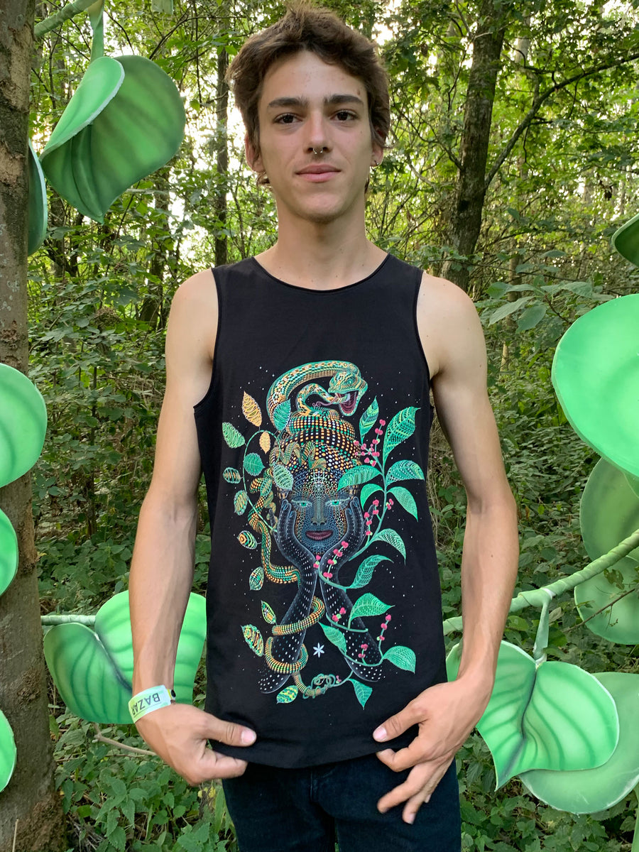Aya Tank Top Black — visionary art by Symbolika