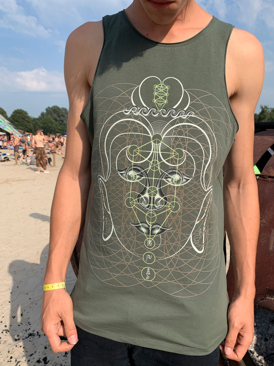 Buddha Vibes Tank Top Olive — Image 3 by Symbolika