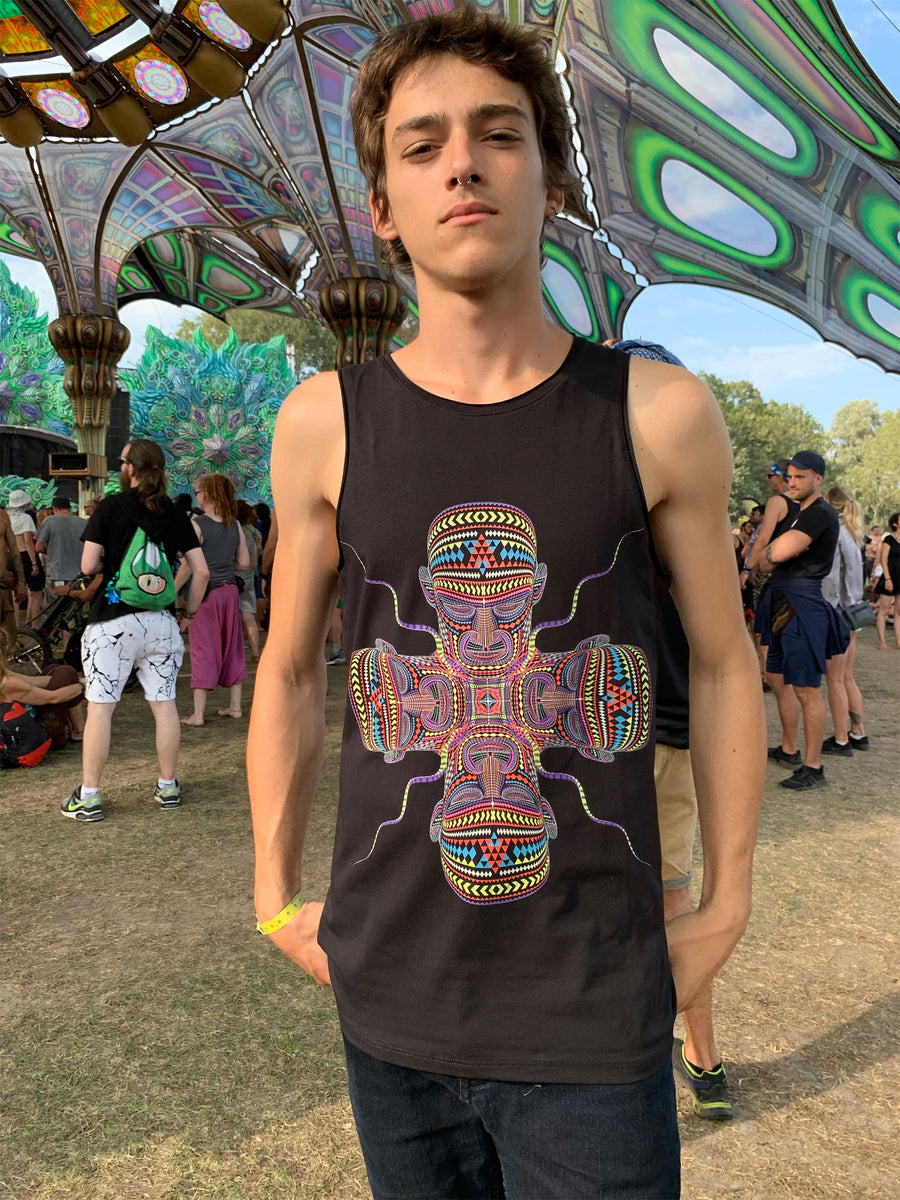 Chango Tank Top Black — visionary art by Symbolika