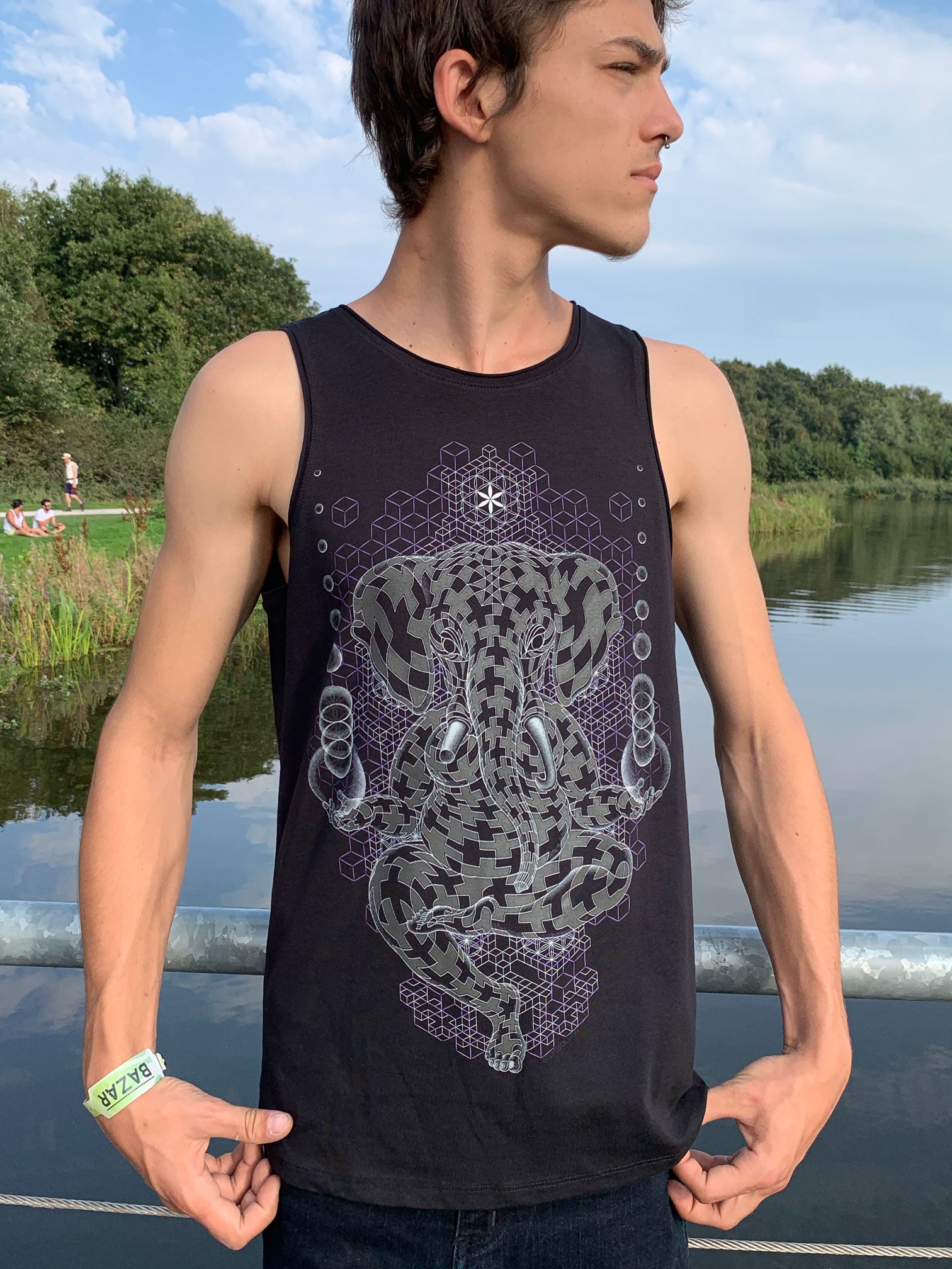 Ganescher Tank Top Black — visionary art by Symbolika