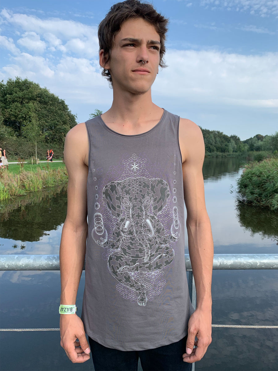Ganescher Tank Top Grey — visionary art by Symbolika