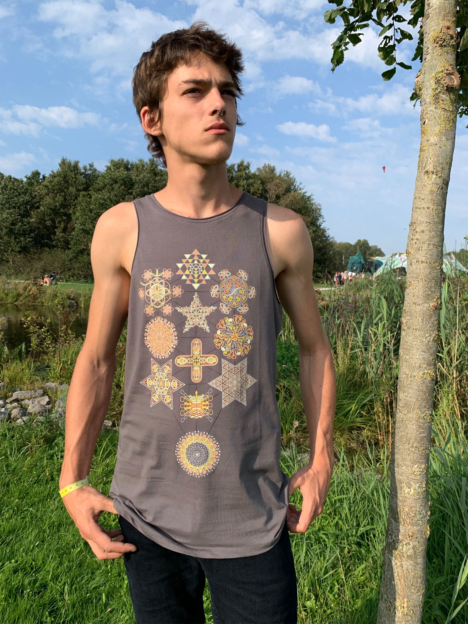 Symbol Tree Tank Top Grey — visionary art by Symbolika