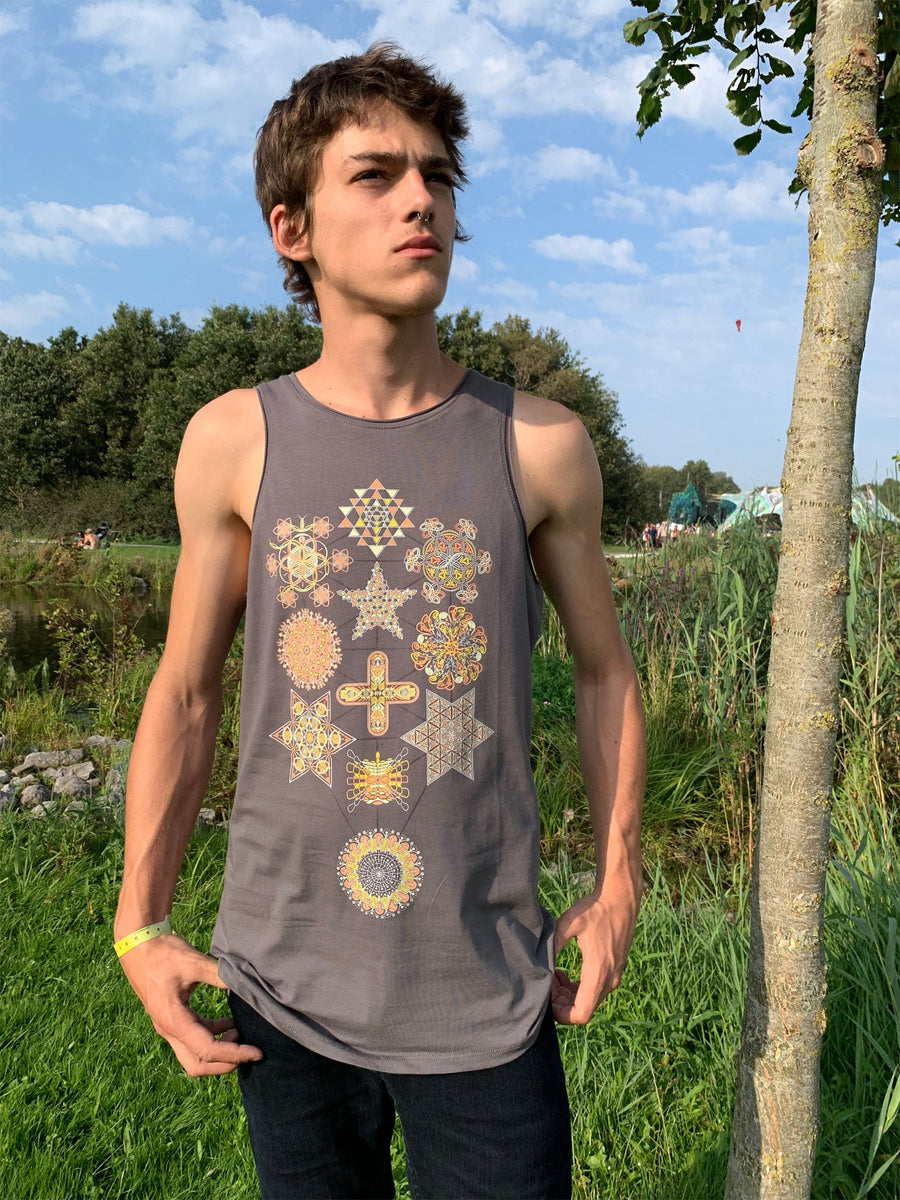 Symbol Tree Tank Top Grey — visionary art by Symbolika