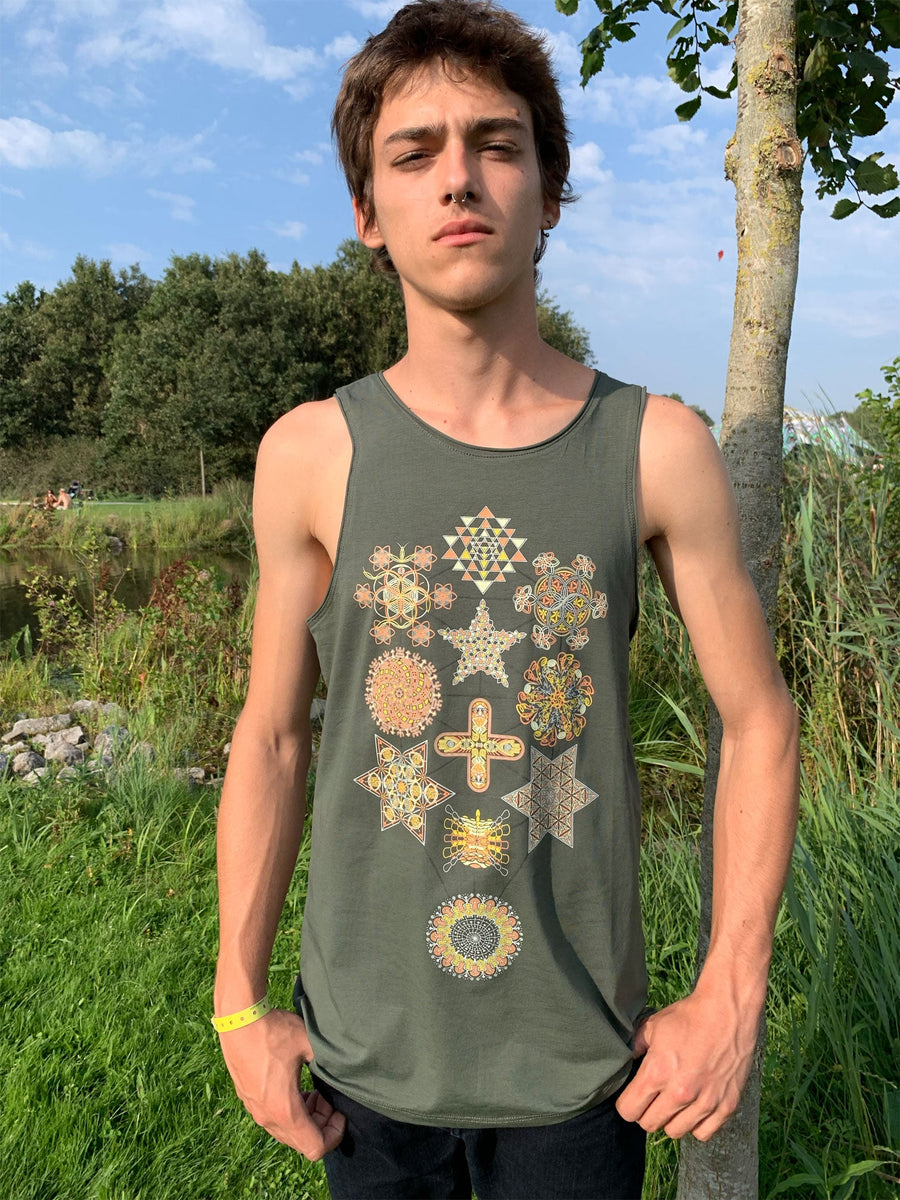 Symbol Tree Tank Top Olive — visionary art by Symbolika