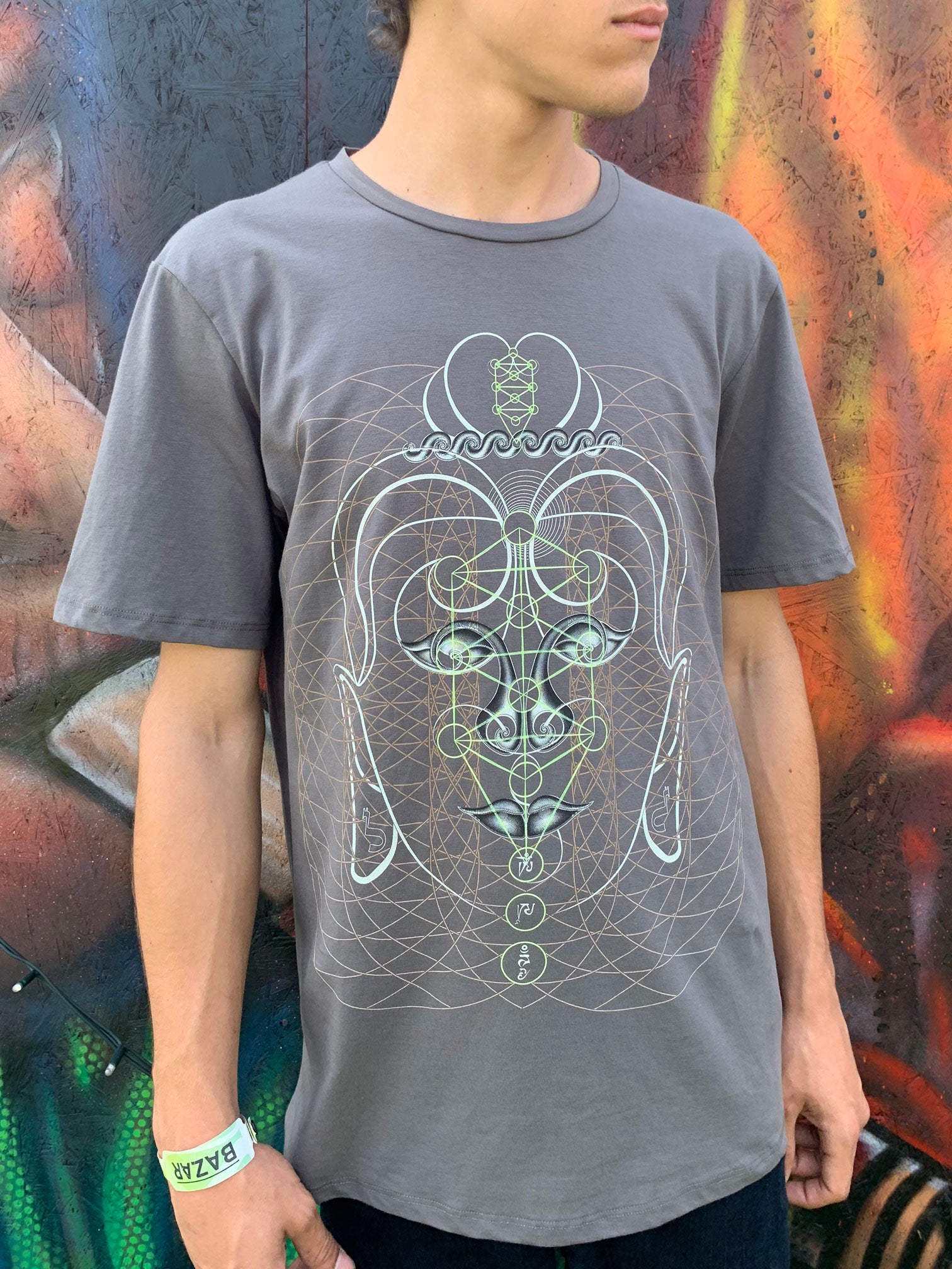 Buddha Vibes T-Shirt Grey — Image 4 by Symbolika