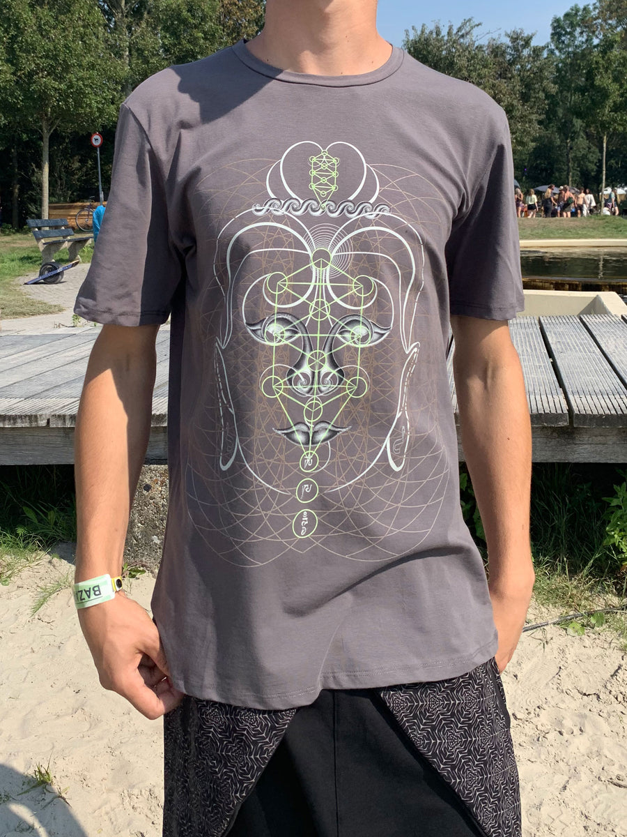 Buddha Vibes T-Shirt Grey — Image 3 by Symbolika