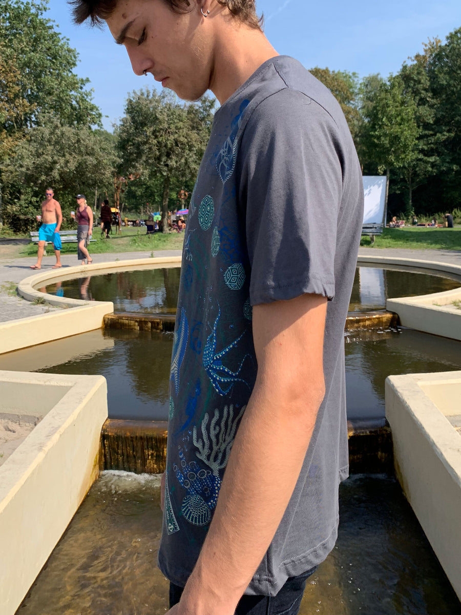 Blueprint II Sea T-Shirt Grey — Image 4 by Symbolika