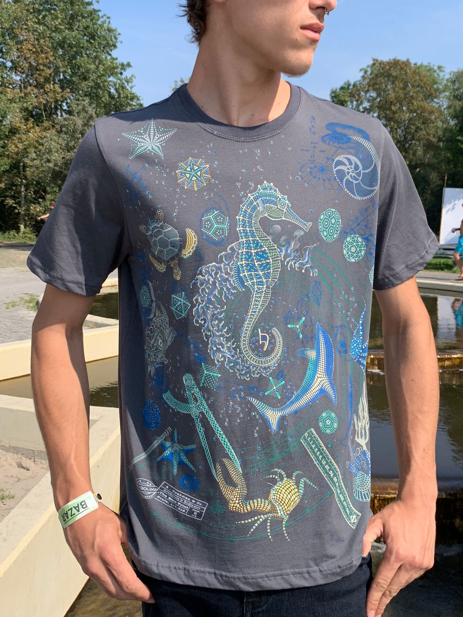 Blueprint II Sea T-Shirt Grey — Image 3 by Symbolika