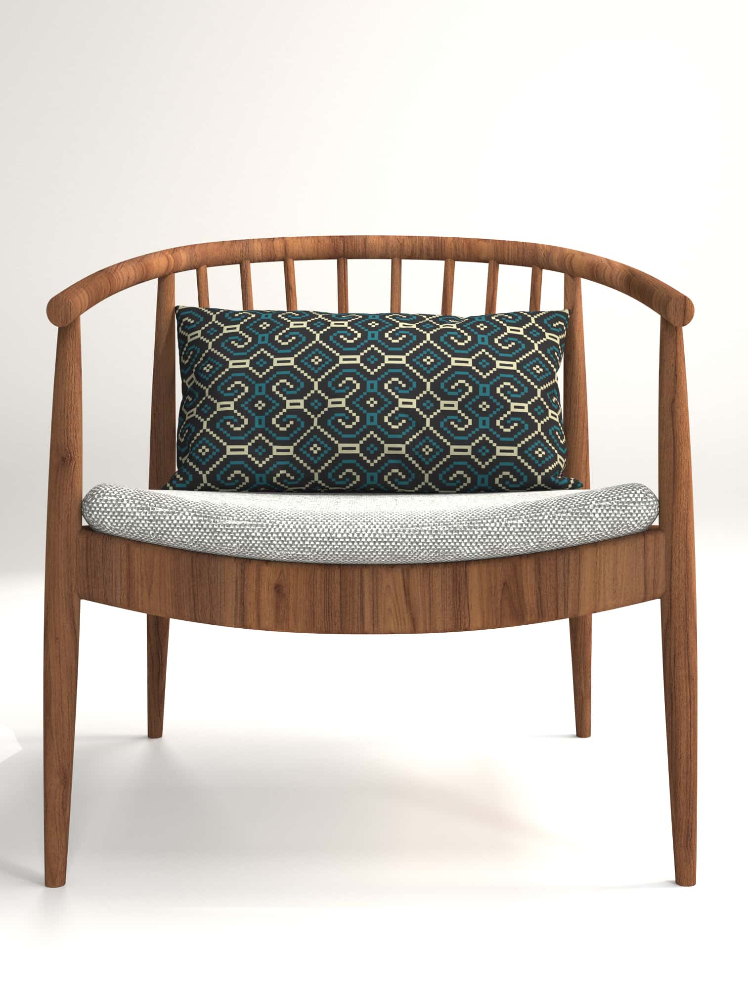 Shipibo - Conibo Cushion - Turquoise Beige on Black - symbolika