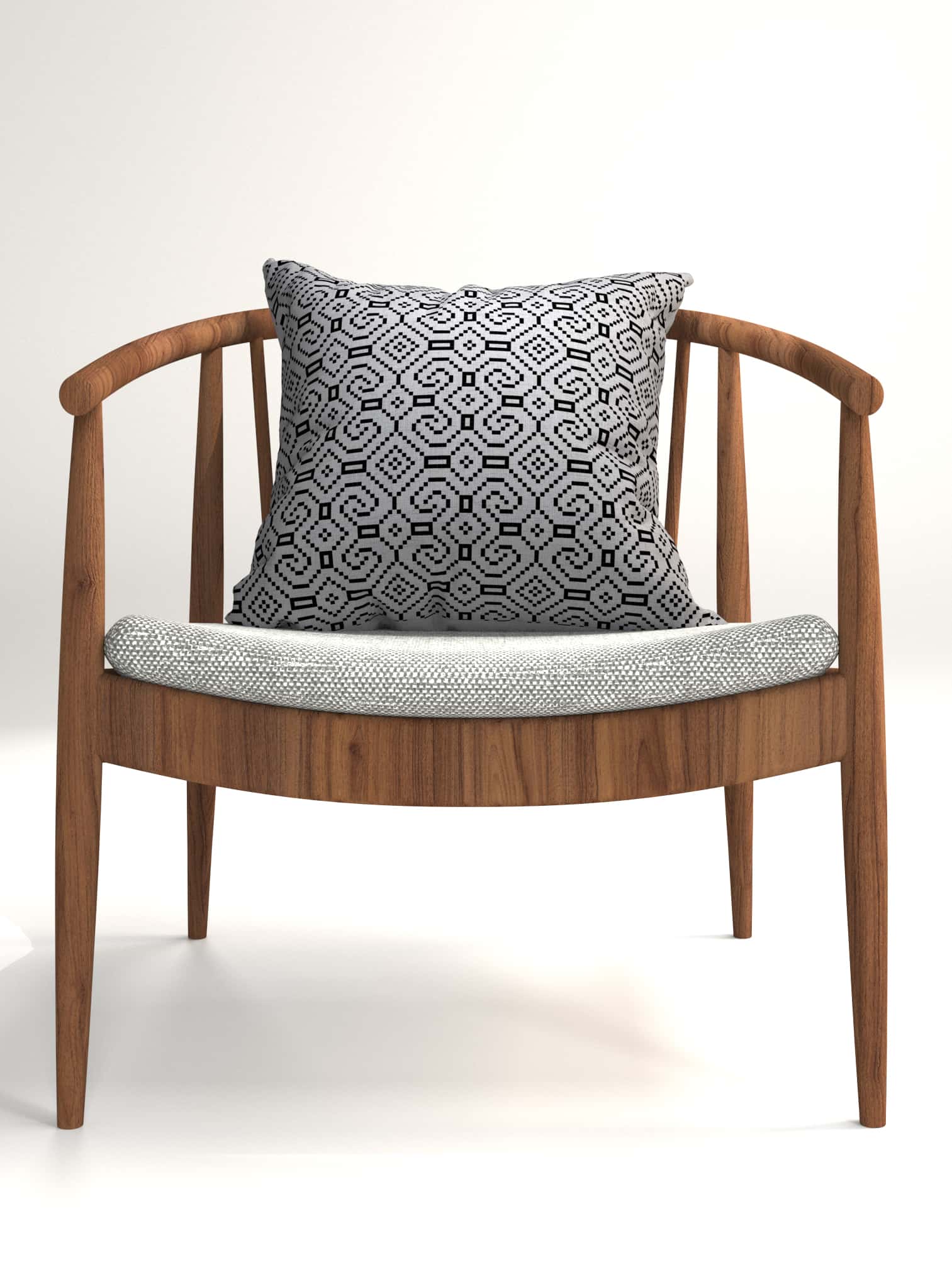 Shipibo - Conibo Cushion - Black on Grey - symbolika