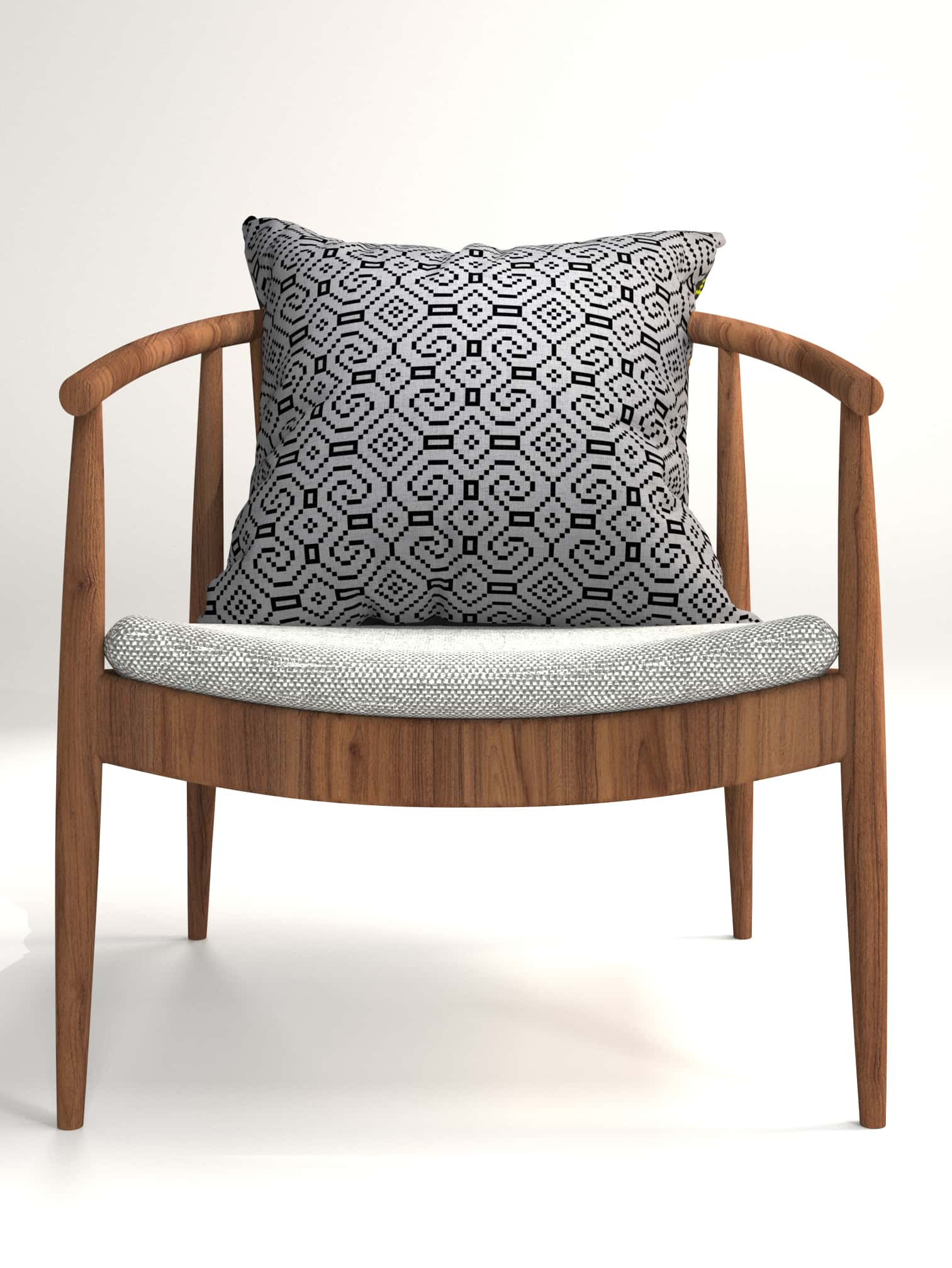 Shipibo - Conibo Cushion - Black on Grey - symbolika