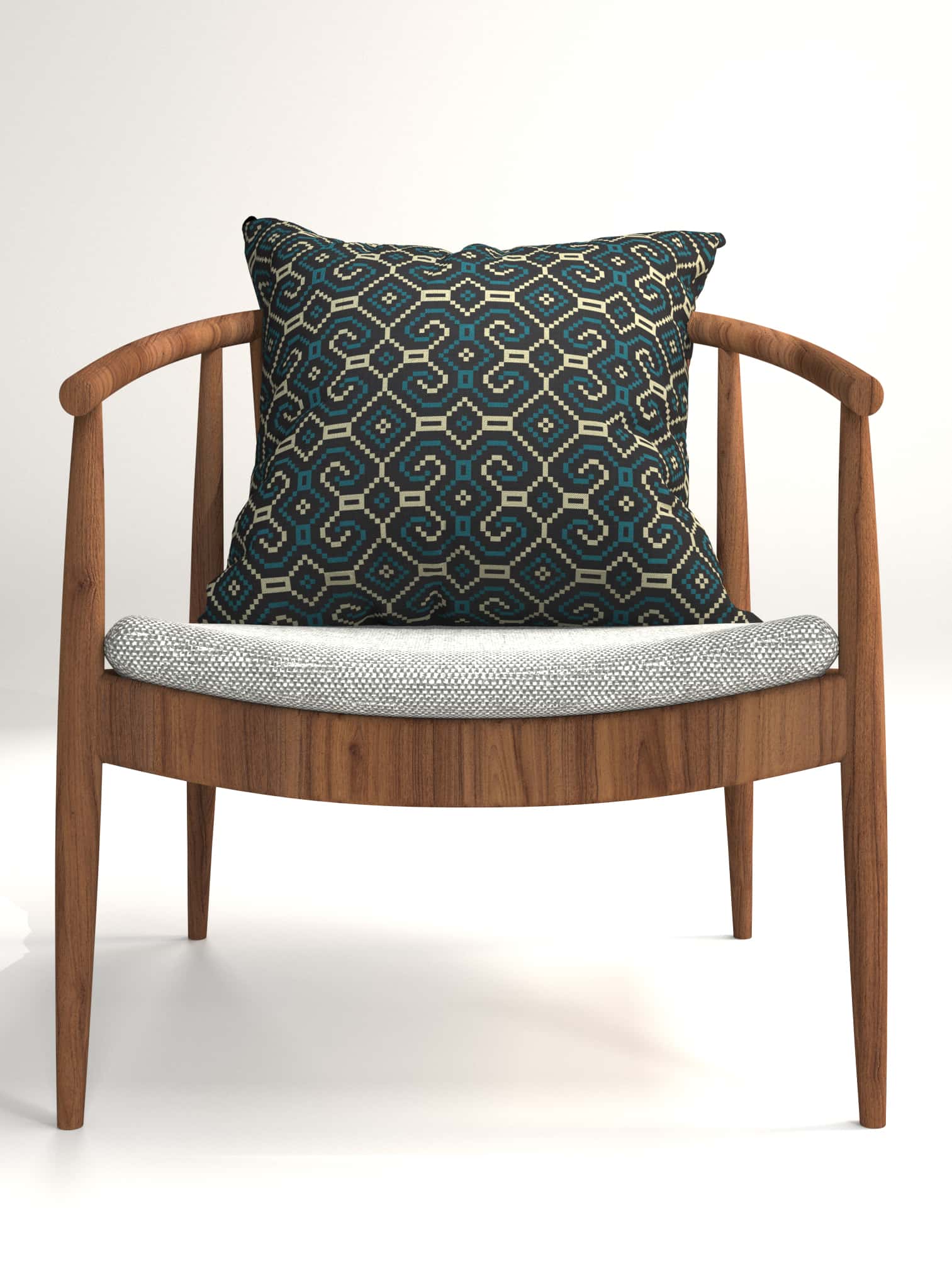 Shipibo - Conibo Cushion - Turquoise Beige on Black - symbolika