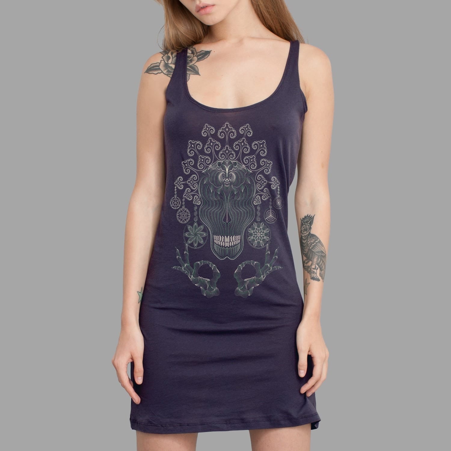 Gulgalta Dress Aubergine — visionary art by Symbolika