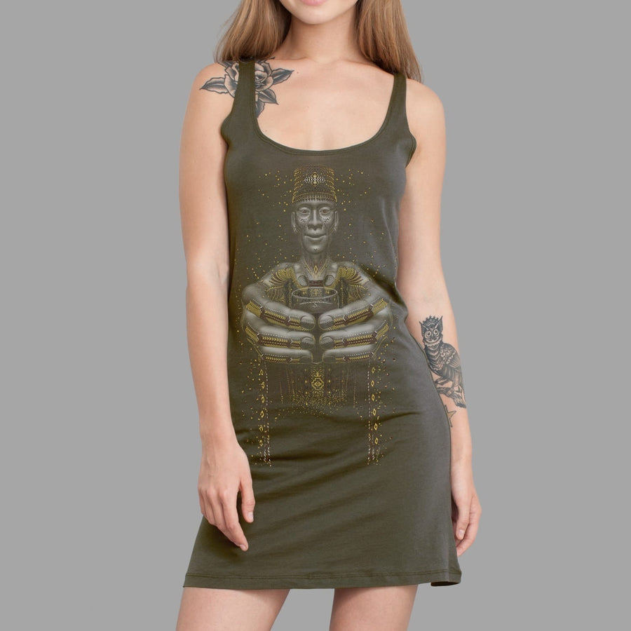 Second Cup Dress Olive — visionary art by Symbolika