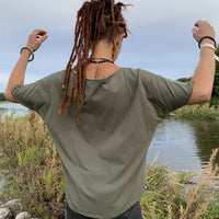 Buddha Vibes Women Loose T-Shirt - Khaki