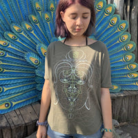 Buddha Vibes Women Loose T-Shirt - Khaki