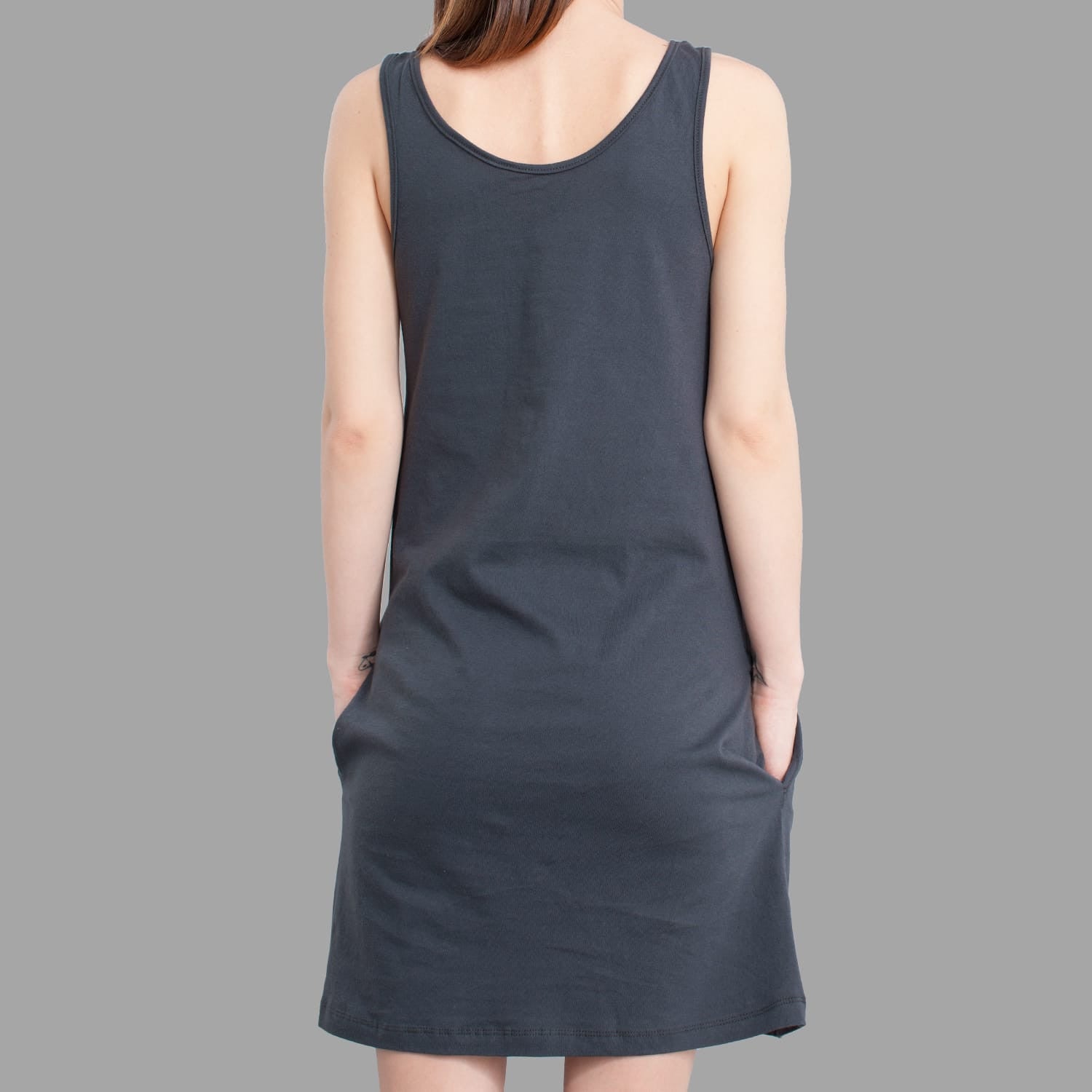 Icaruna Women Pocket Dress - Grey - symbolika