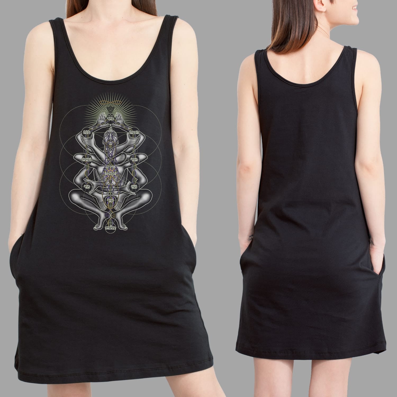 Dance Like A Tree Women Pocket Dress - Black - symbolika