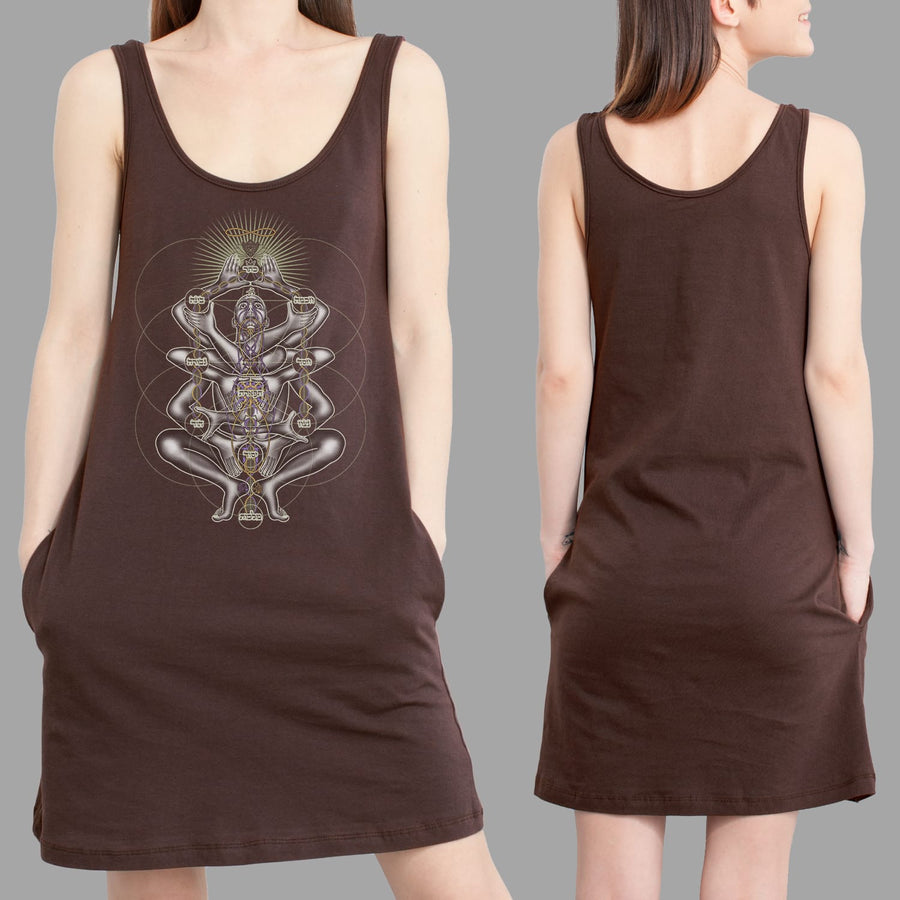 Dance Like A Tree Women Pocket Dress - Brown - symbolika