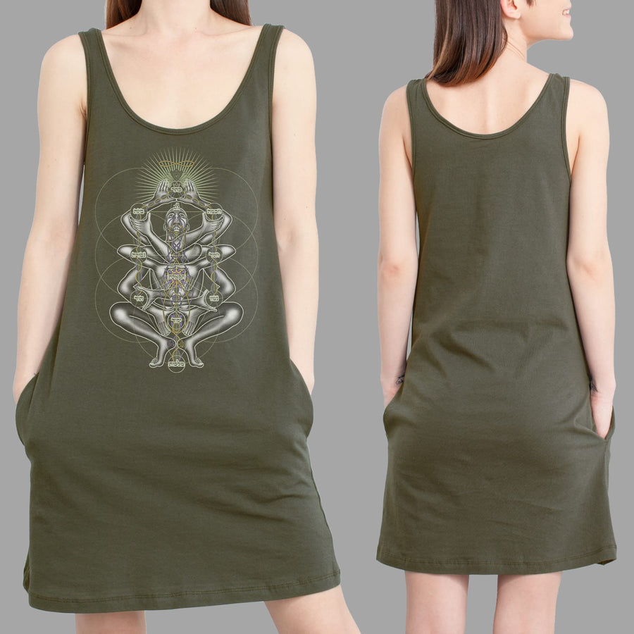 Dance Like A Tree Women Pocket Dress - Brown - symbolika