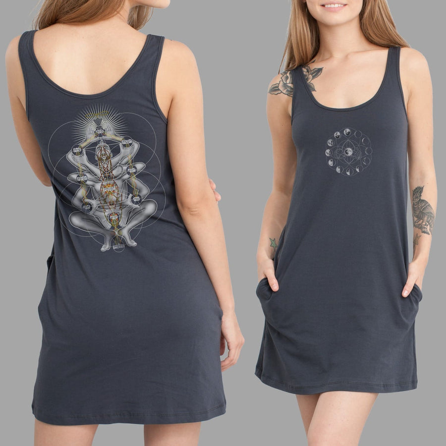 Dance Like A Tree Women Pocket Dress - Black - symbolika