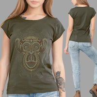 Tā Moko Damen T-Shirt – Slim Fit – Oliv