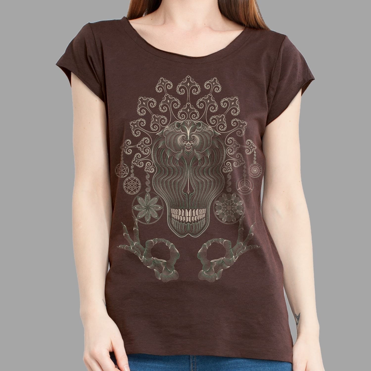 Gulgalta Slim Fit T-Shirt Brown — visionary art by Symbolika