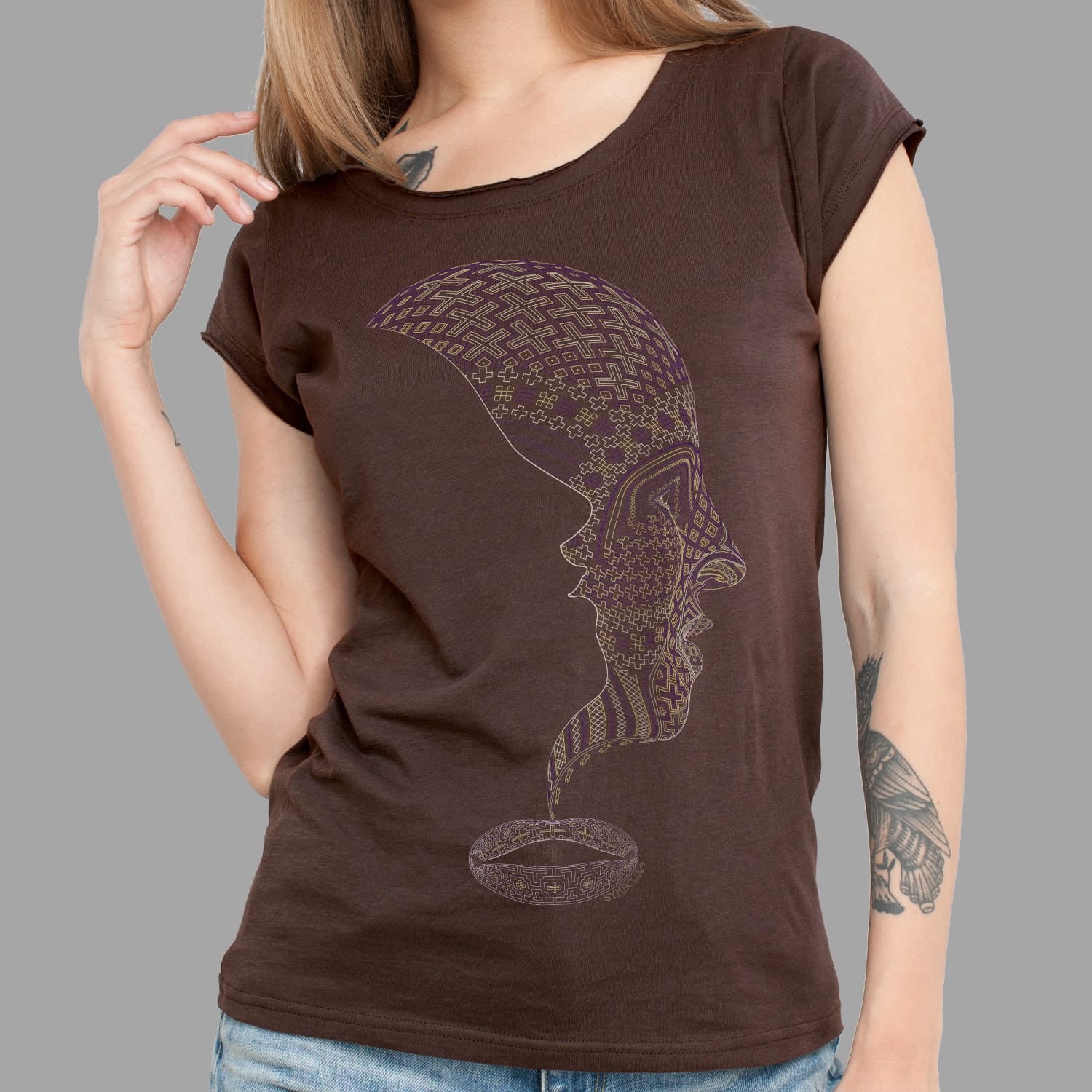 Icaruna Slim Fit T-Shirt Brown — visionary art by Symbolika