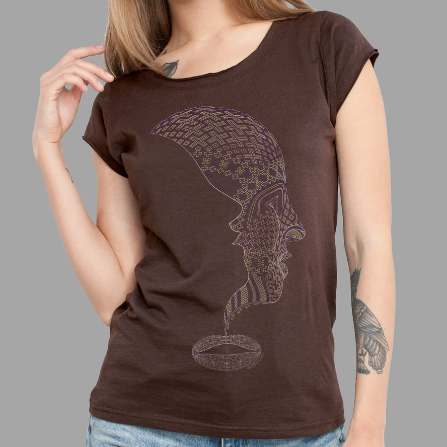 Icaruna Slim Fit T-Shirt Brown — visionary art by Symbolika