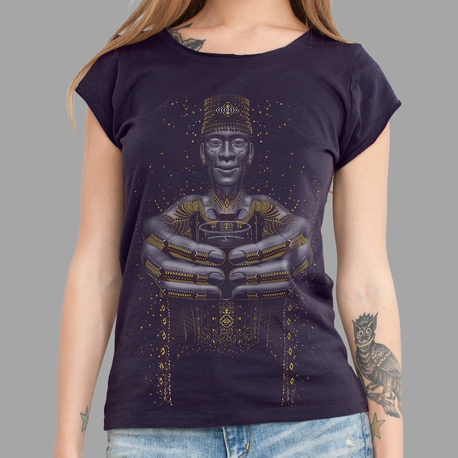 Second Cup Slim Fit T-Shirt Aubergine — visionary art by Symbolika