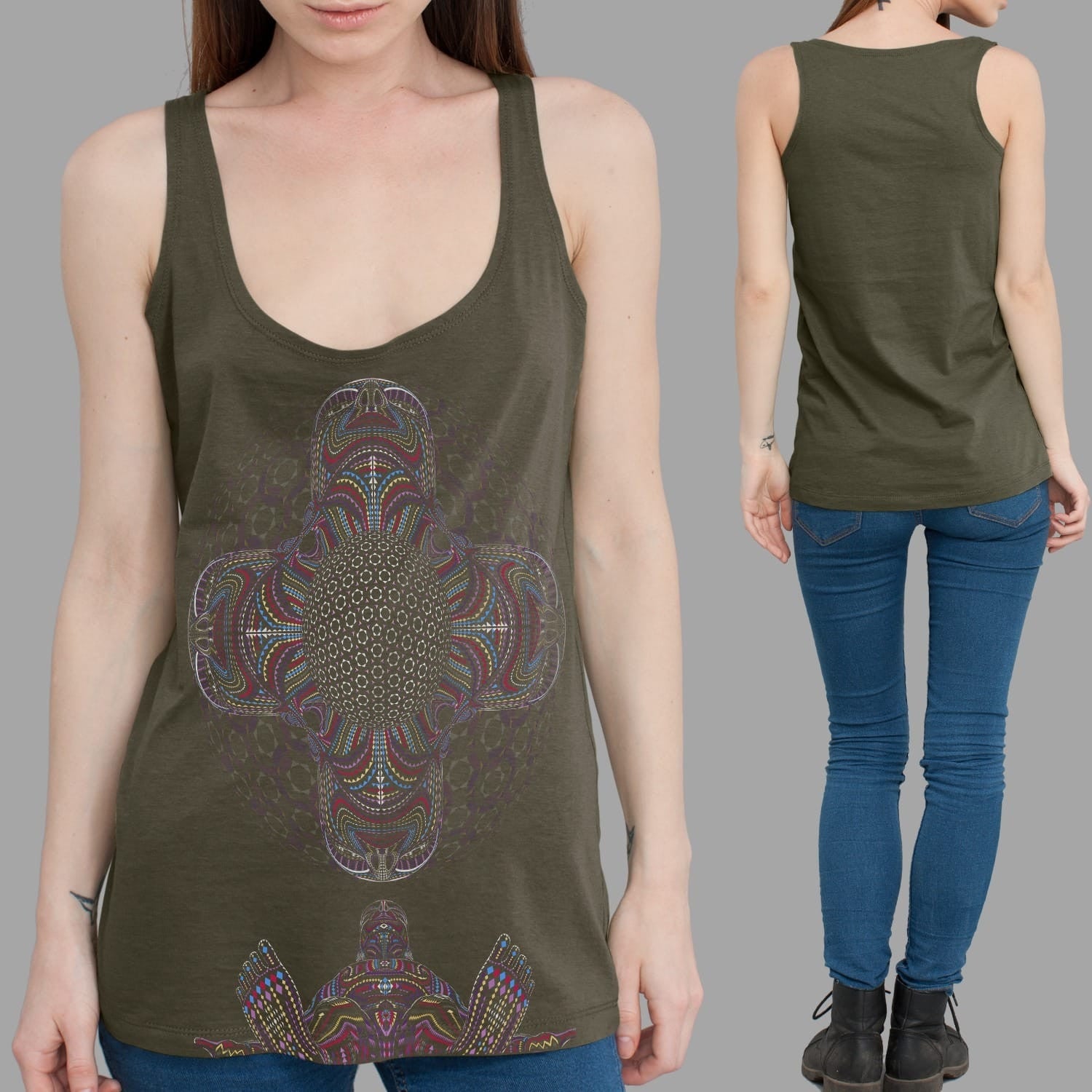 DMT HD Tank Top Olive — Image 2 by Symbolika