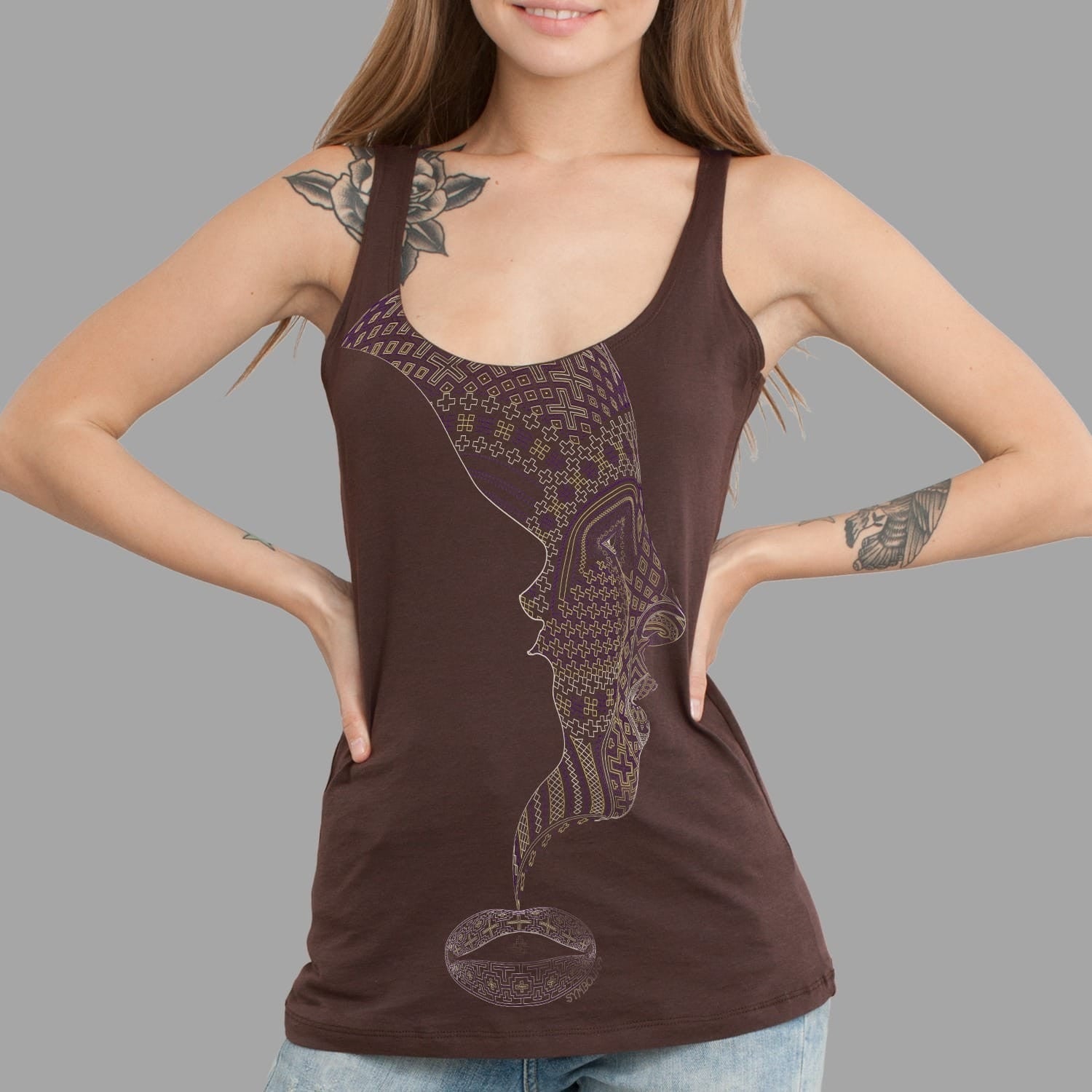 Icaruna Tank Top Brown — visionary art by Symbolika