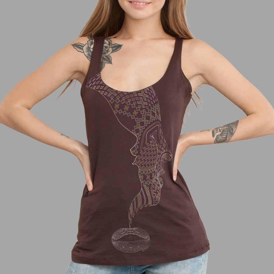 Icaruna Tank Top Brown — visionary art by Symbolika