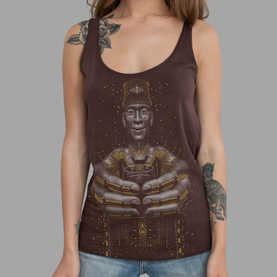 Second Cup Tank Top Brown — visionary art by Symbolika