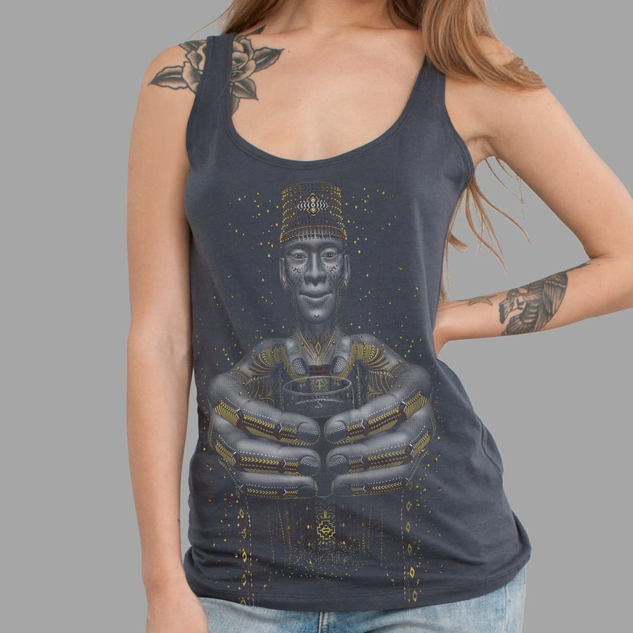 Second Cup Tank Top Grey — visionary art by Symbolika