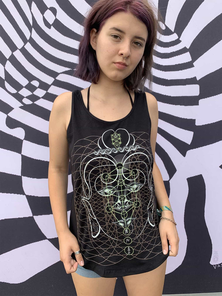 Buddha Vibes Tank Top Black — visionary art by Symbolika