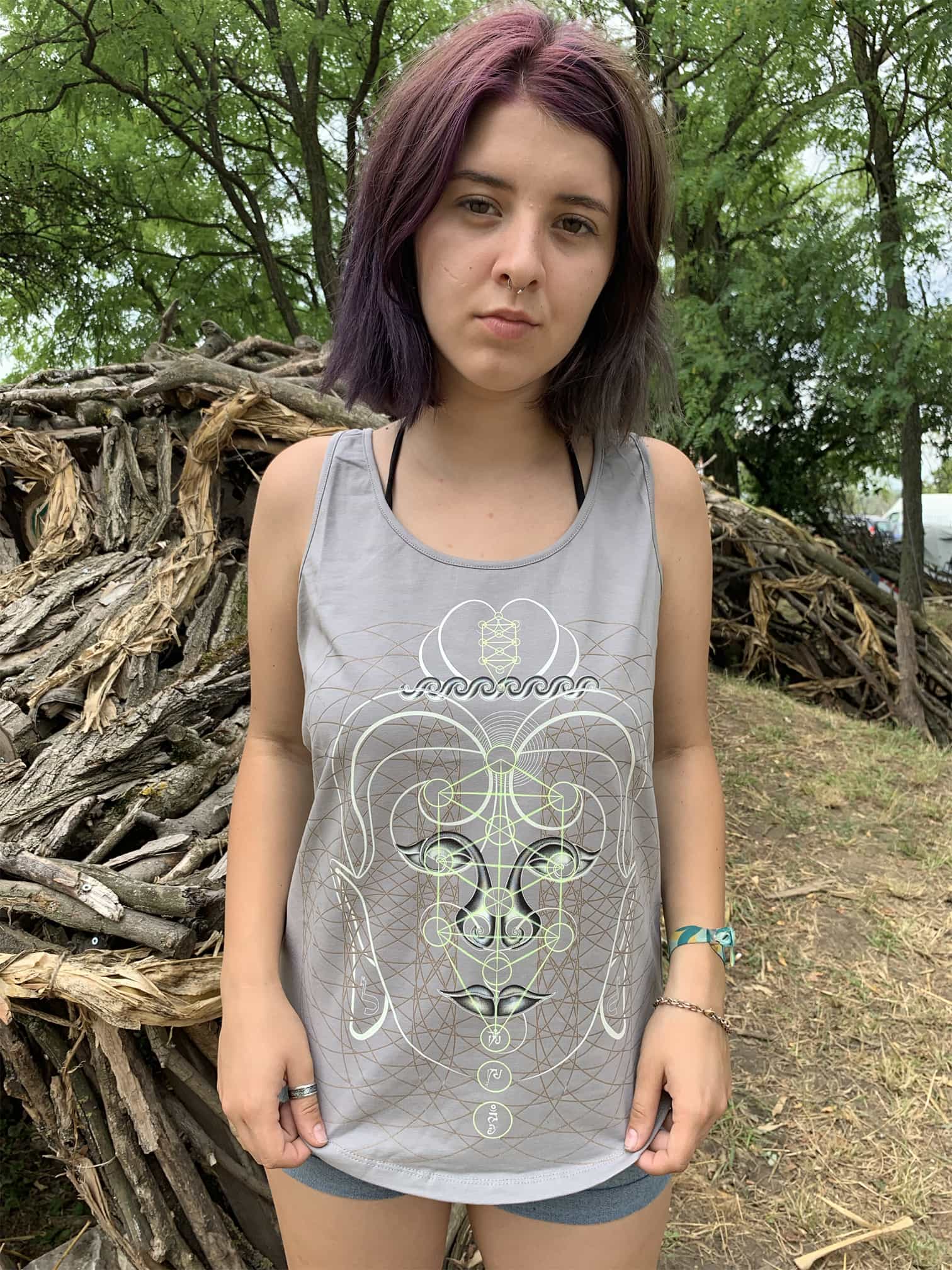 Buddha Vibes Hung Women Vest Top - Pearl - symbolika