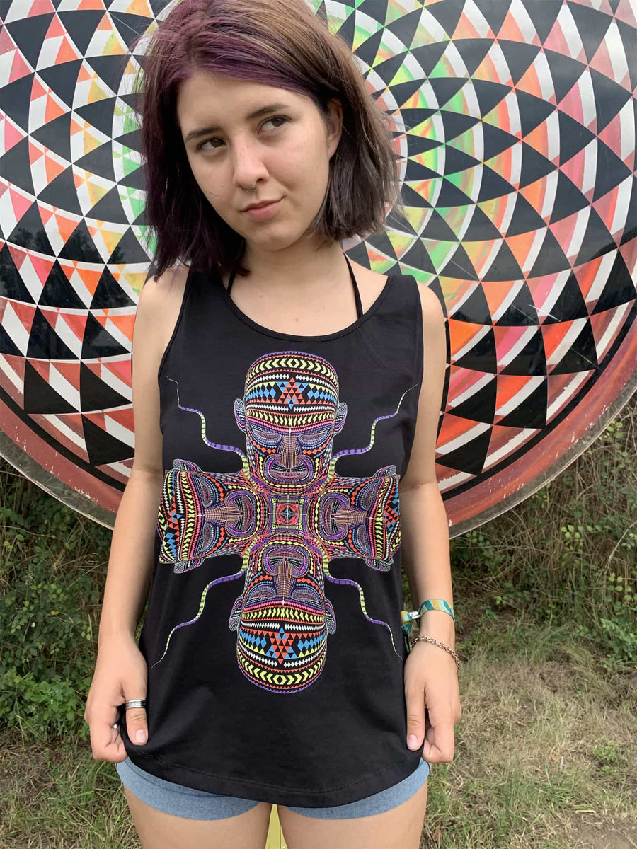 Chango Tank Top Black — visionary art by Symbolika