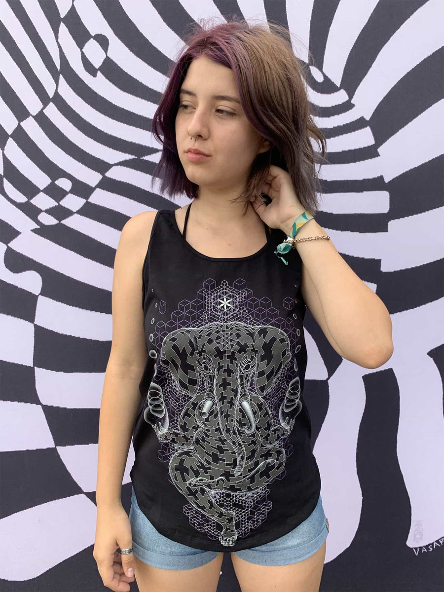 Ganescher Tank Top Black — visionary art by Symbolika