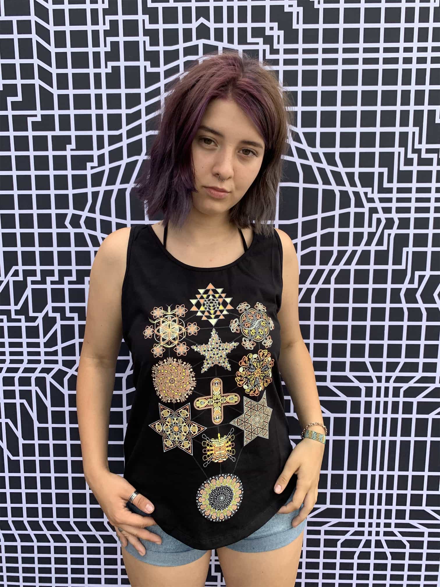 Symbol Tree Tank Top Black — visionary art by Symbolika