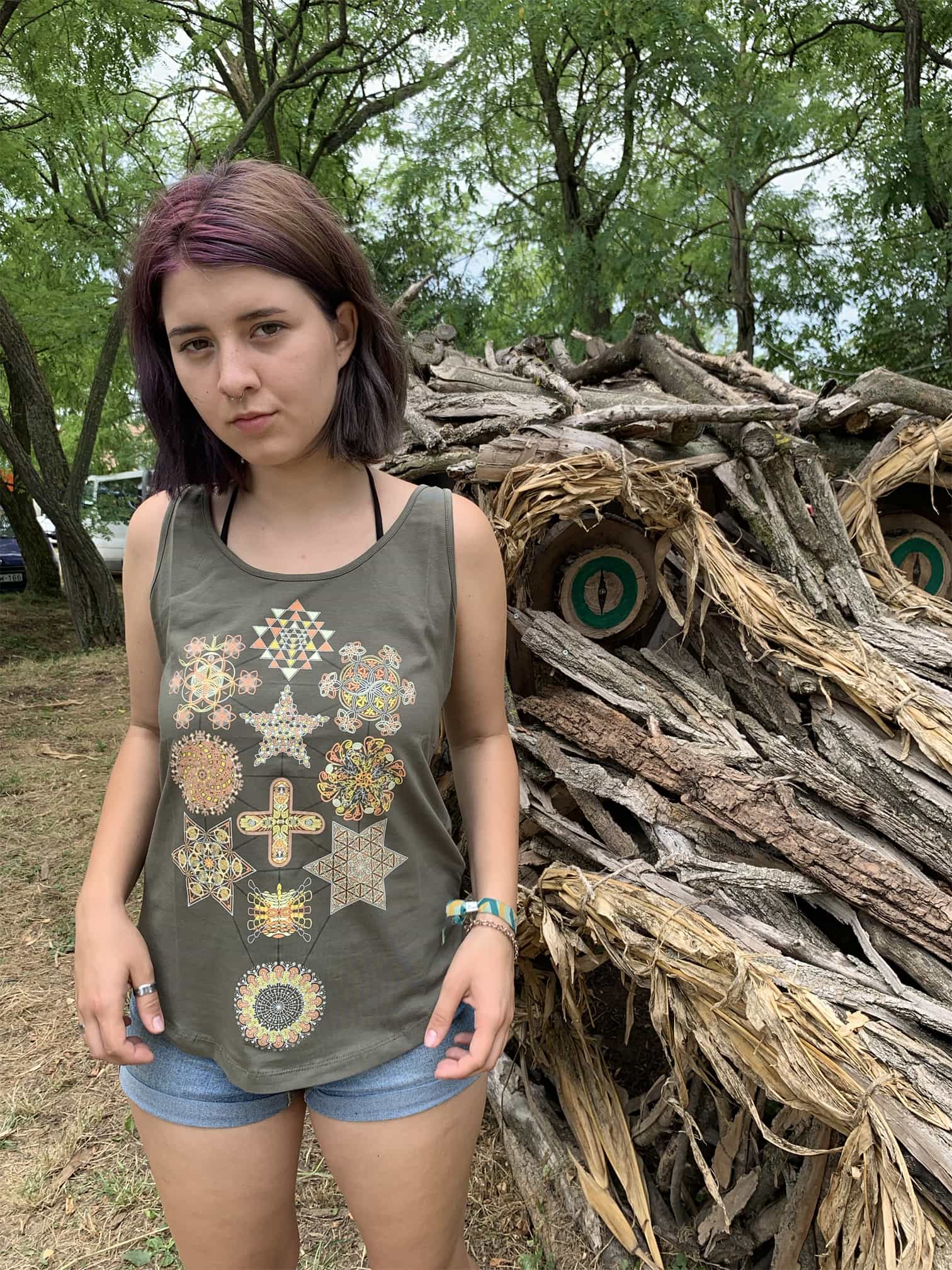 Symbol Tree Tank Top Khaki — Image 3 by Symbolika